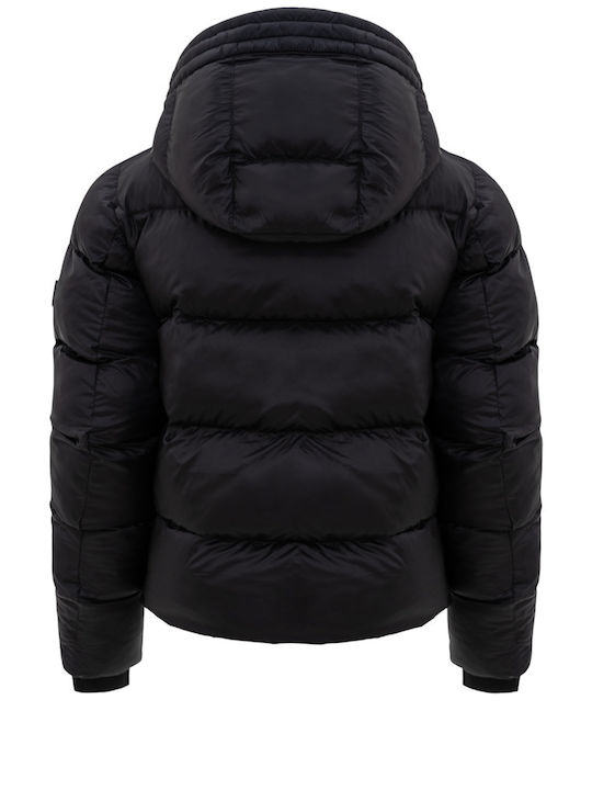 Kurz Damen Puffer Jacke für Winter Schwarz