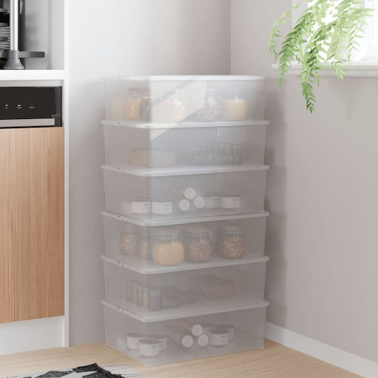 vidaXL Пластмасова Кутия За Съхранение С Капак Прозрачна 37x26x13см 6 Бройки