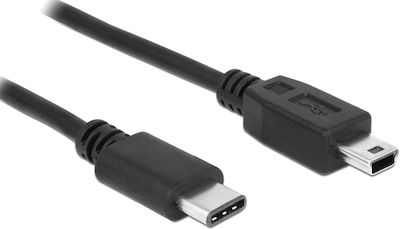 Powertech USB 2.0 Cable USB-C male - mini USB-B Μαύρο 1.5m (CAB-UC079)