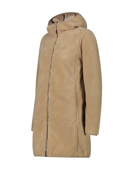 Women's Short Parka Jacket for Winter Beige