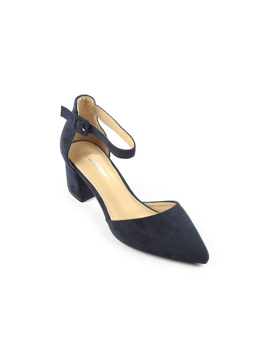 Fshoes Suede Blue Medium Heels