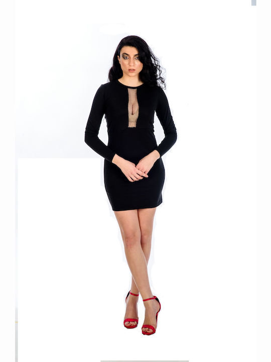 Sharks Bay Clothing Mini Rochie de Seară cu Transparență Negru