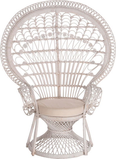 Πολυθρόνα Royal Peacock Λευκή 114x72x150εκ.