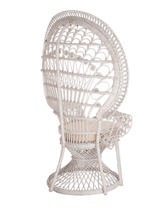 Outdoor Armchair Bamboo Royal Peacock White with Cushion 114x72x150cm