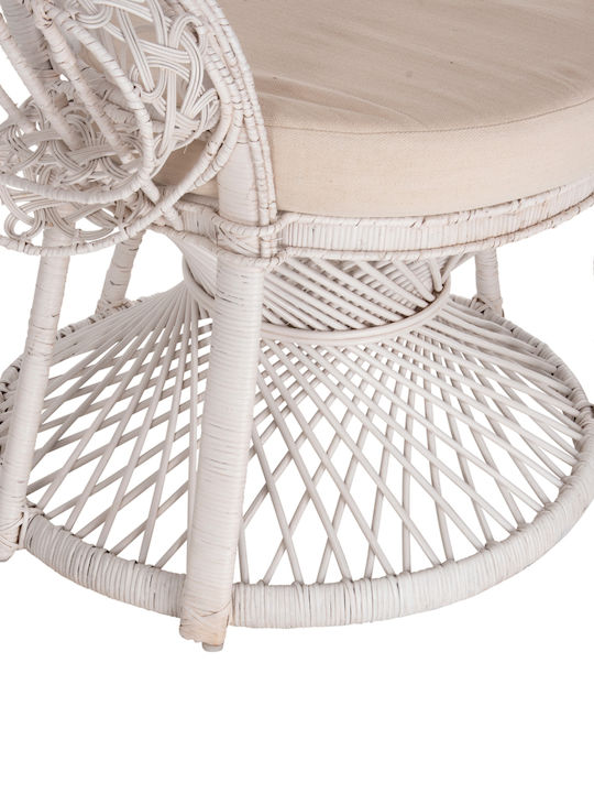 Outdoor Armchair Bamboo Royal Peacock White with Cushion 114x72x150cm