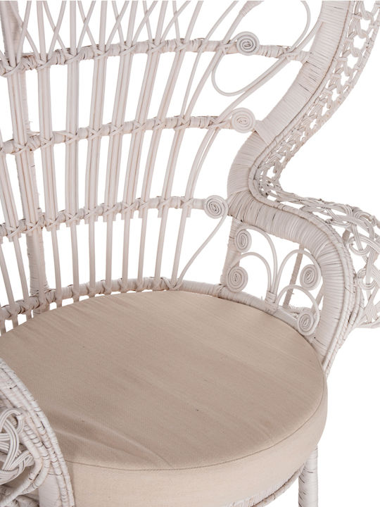 Outdoor Armchair Bamboo Royal Peacock White with Cushion 114x72x150cm