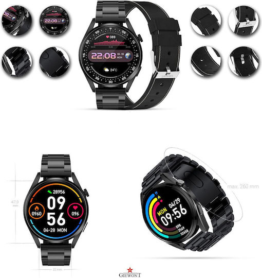 Giewont 450-2 Smartwatch με Παλμογράφο (Μαύρο)