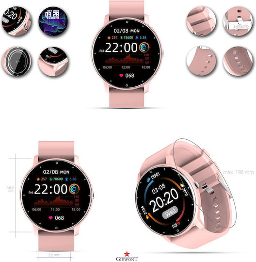 Giewont 120-1 Smartwatch με Παλμογράφο (Ροζ)