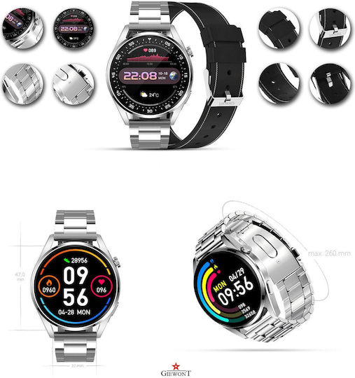 Giewont 450-5 Aluminium Smartwatch mit Pulsmesser (Silber)