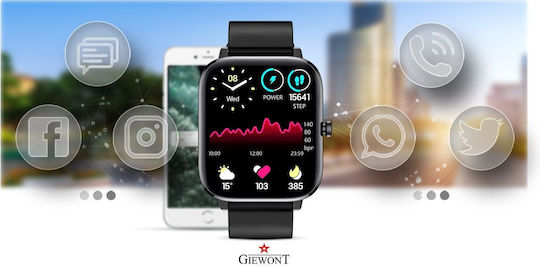 Giewont 230-2 Smartwatch με Παλμογράφο (Μαύρο)