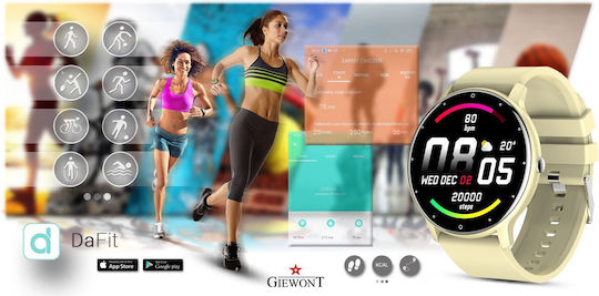 Giewont 120-6 Smartwatch με Παλμογράφο (Μπεζ)