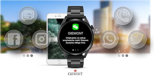 Giewont 450-1 Smartwatch με Παλμογράφο (Μαύρο)