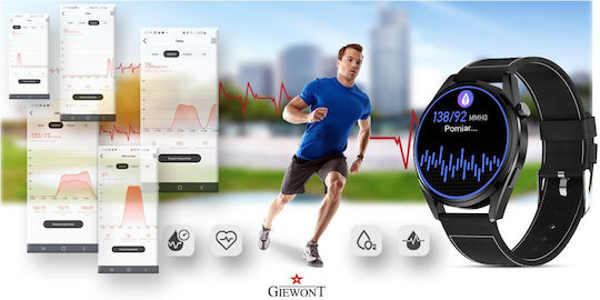 Giewont 450-2 Smartwatch με Παλμογράφο (Μαύρο)