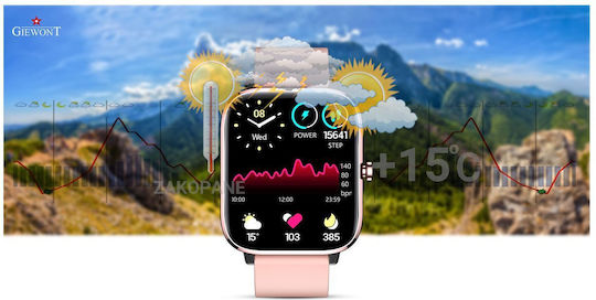 Giewont 230-1 Smartwatch με Παλμογράφο (Ροζ)