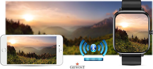 Giewont 230-2 Smartwatch με Παλμογράφο (Μαύρο)