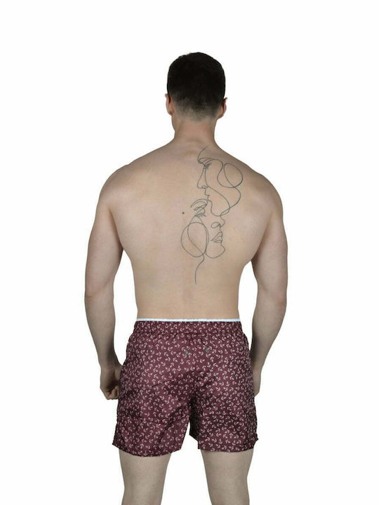 Blue Shell Men's Swimwear Shorts Burgundy with Patterns