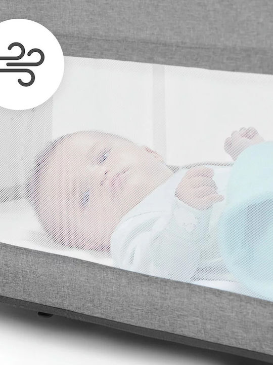 Kinderkraft Λίκνο Neste Grow με Στρώμα, Πλαϊνό Άνοιγμα και Ρόδες Μπεζ