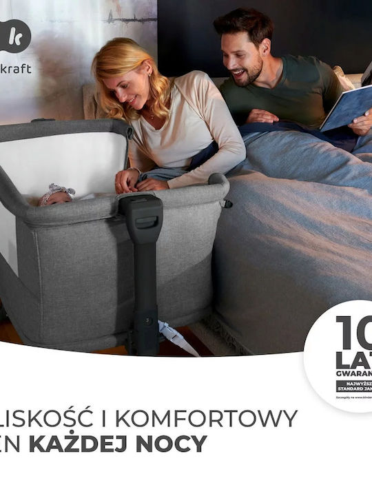 Kinderkraft Λίκνο Neste Grow με Στρώμα, Πλαϊνό Άνοιγμα και Ρόδες Μπεζ