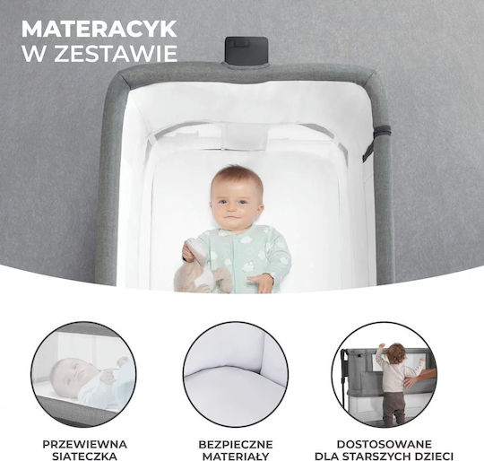 Kinderkraft Wiege Neste Grow mit Matratze, Seitlicher Öffnung und Rädern Beige