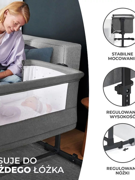 Kinderkraft Λίκνο Neste Grow με Στρώμα, Πλαϊνό Άνοιγμα και Ρόδες Μπεζ