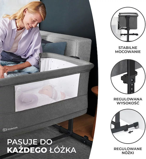 Kinderkraft Wiege Neste Grow mit Matratze, Seitlicher Öffnung und Rädern Beige