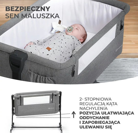 Kinderkraft Wiege Neste Grow mit Matratze, Seitlicher Öffnung und Rädern Beige