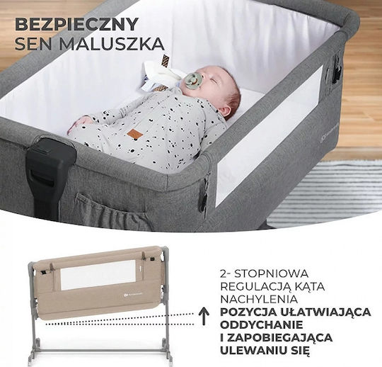 Kinderkraft Wiege Neste Grow mit Matratze, Seitlicher Öffnung und Rädern Beige