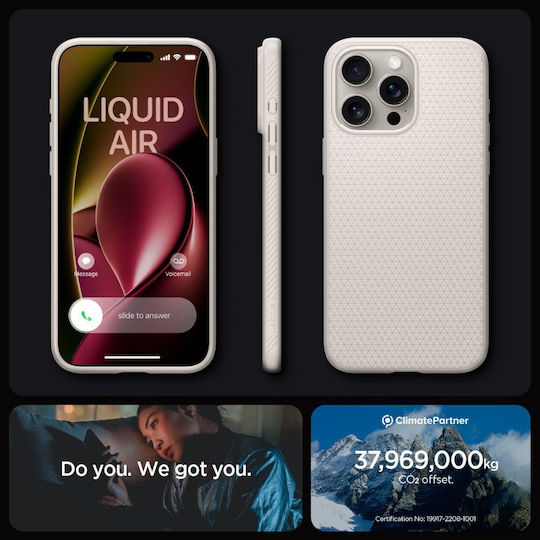 Spigen Liquid Air Back Cover Σιλικόνης Natural Titanium (iPhone 15 Pro)