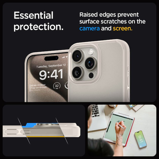 Spigen Ultra Hybrid Back Cover Plastic 2mm Natural Titanium (iPhone 15 Pro Max)