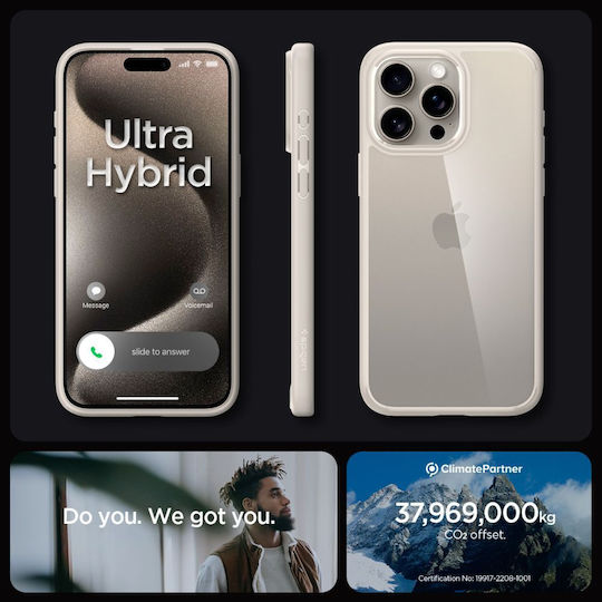 Spigen Ultra Hybrid Back Cover Plastic 2mm Natural Titanium (iPhone 15 Pro)