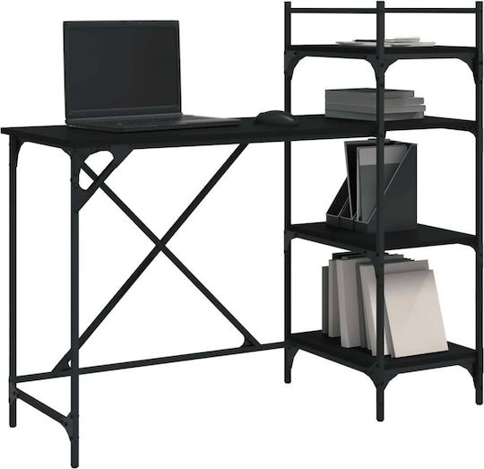 Desk Wooden Black with Metal Legs 120x47x109cm