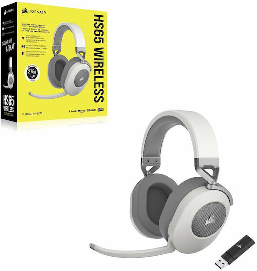 Corsair HS65 Ασύρματο Over Ear Gaming Headset με σύνδεση Bluetooth Λευκό
