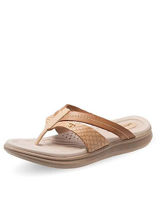 Pegada Leather Women's Flat Sandals Anatomic in Beige Color