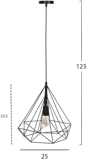 HomeMarkt Κρεμαστό Φωτιστικό Μαύρο 25x22εκ.