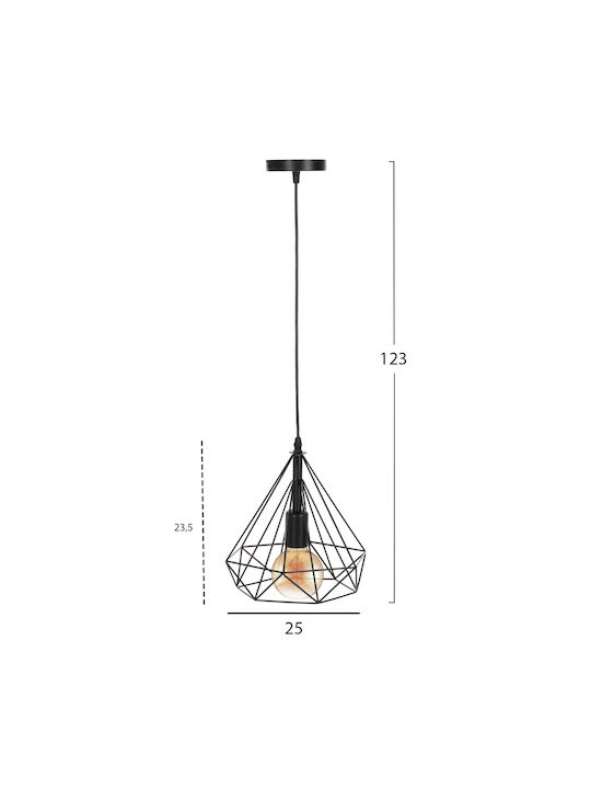 HomeMarkt Pendant Light Black with Socket E27 25x22x123cm