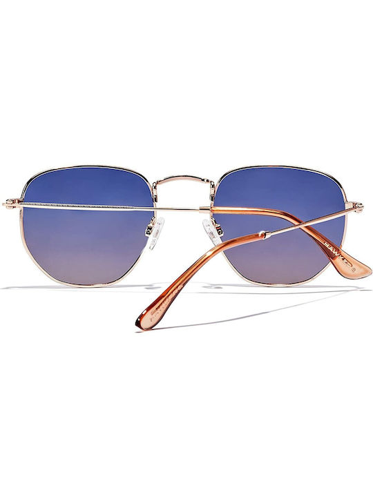 Hawkers Sixgon Drive Sonnenbrillen mit Rose Gold Rahmen und Blau Polarisiert Linse