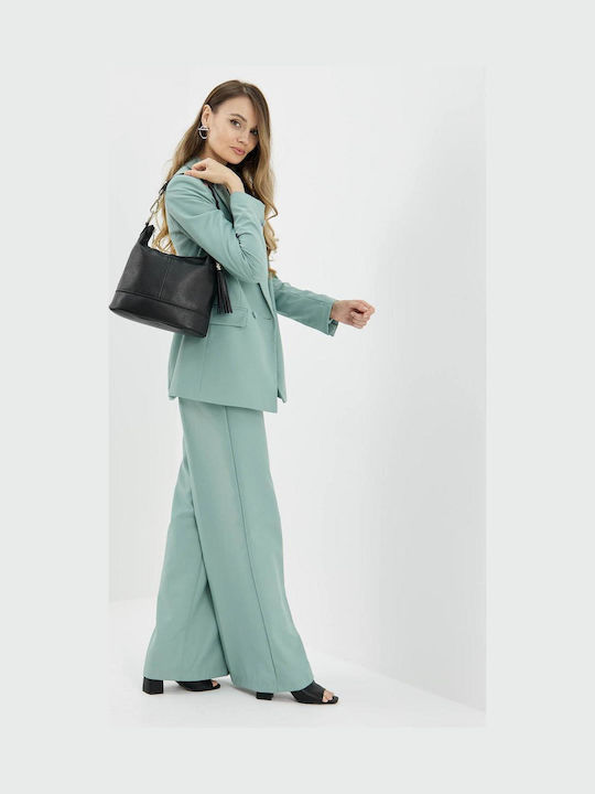Leder Damentasche Schultertasche Lila