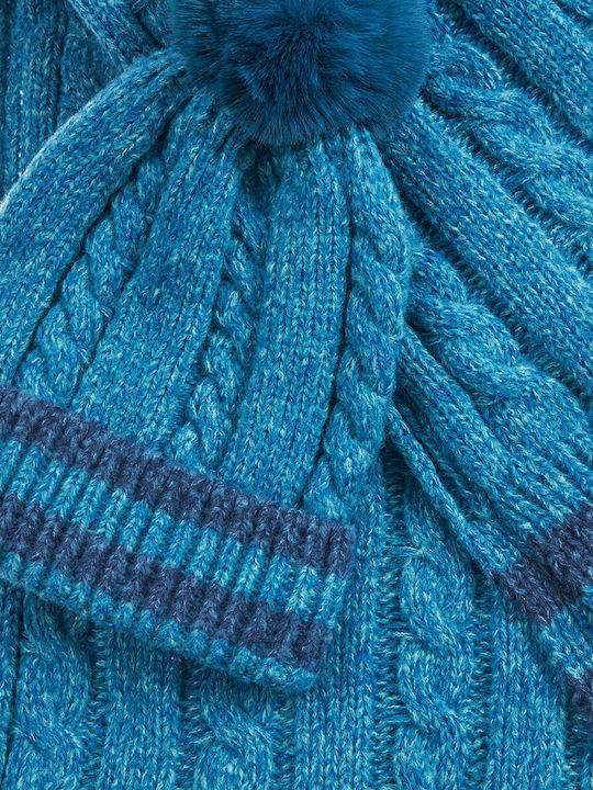 Verde Set with Beanie Knitted in Blue color