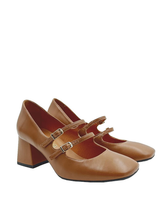 Rolling Steps Shoes Leather Brown Heels