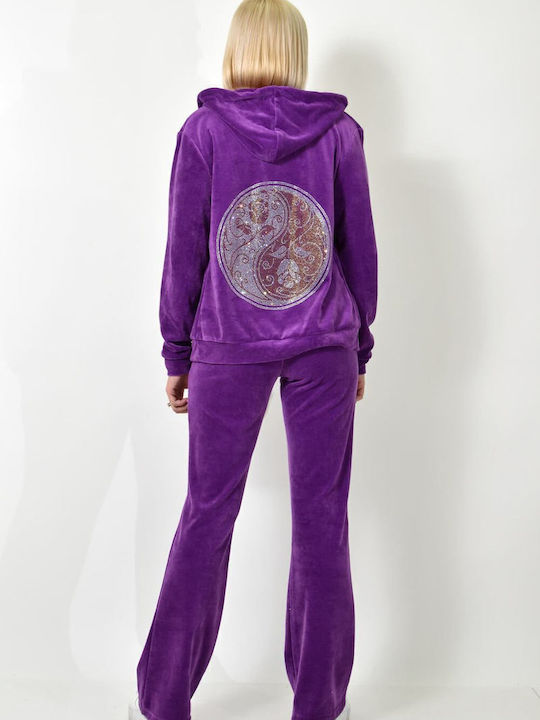 Yin Yang Jogginganzug Samt Purple