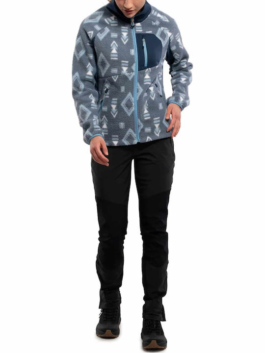 Women's Cardigan with Zipper Blue