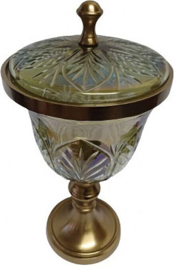 Karvounis Vintage Φοντανιέρα Glas mit Deckel und Ständer 18x18x32cm Gold Karvounis Vintage Φοντανιέρα Glas mit Deckel und Ständer 18x18x32cm Gold