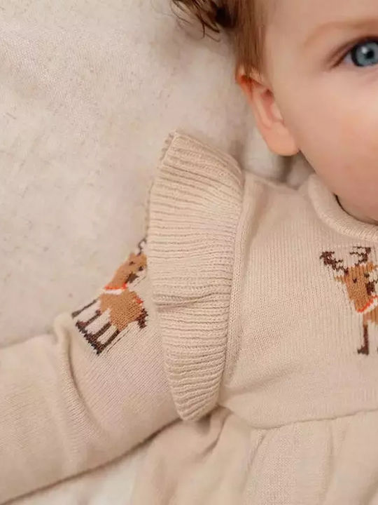 Kinderkleid Langärmelig Knitted Beige