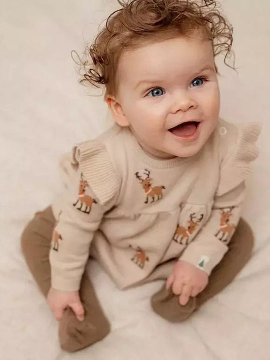 Kinderkleid Langärmelig Knitted Beige