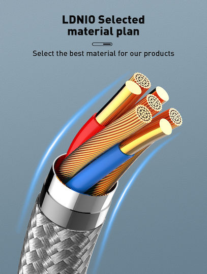 Ldnio Braided USB 2.0 Cable USB-C male - USB-C 65W PD Γκρι 1m LC861C