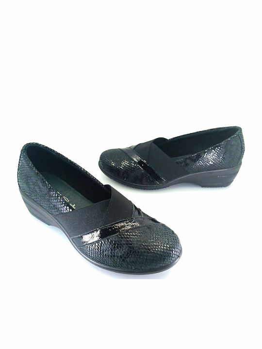 Ανατομικά Γυναικεία Slip-On Δερμάτινα Μαύρα