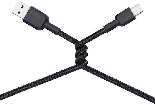Aukey CB-NAC1 Редовна USB 2.0 Кабел USB-C мъжки - USB-A мъжки 60W Черен 1м