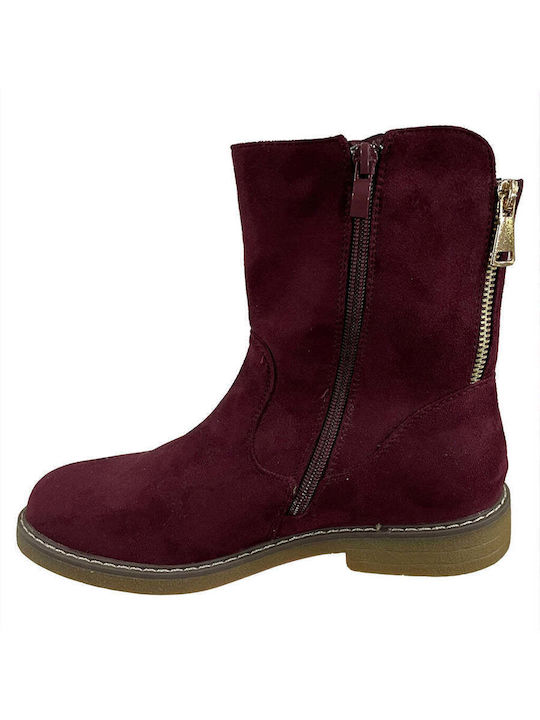 Ustyle Suede Women's Ankle Boots Burgundy