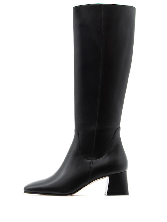 Fardoulis Leather Medium Heel Women's Boots with Zipper Black