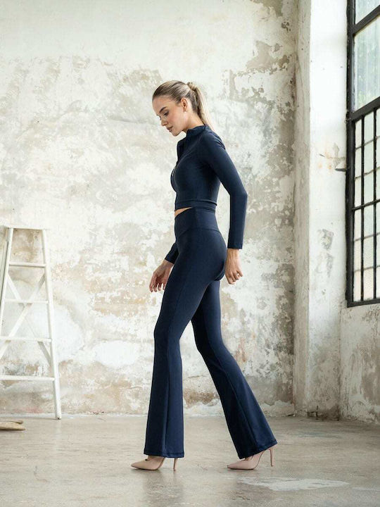Women's Long Firming High Waist Leggings & Push Up Blue
